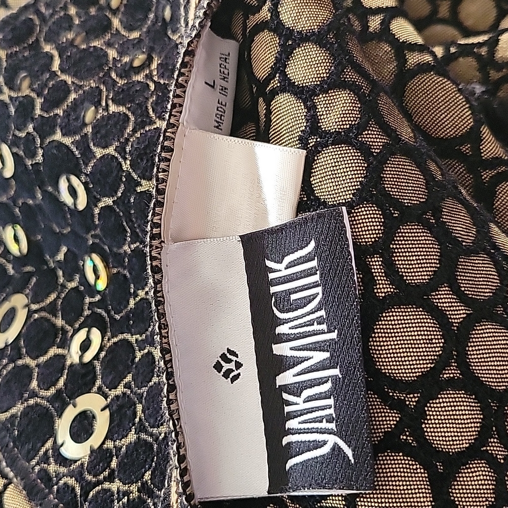 VintageYak Magik Gold & Black Elegant Reversible Open Blazer Jacket Size L - Picture 13 of 13